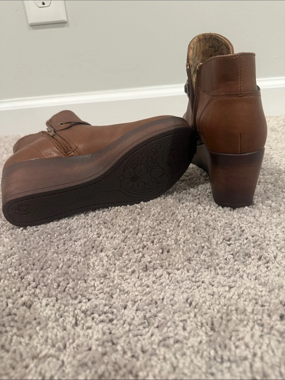 b.o.c. Tan Brown Platform Wedge Ankle Booties
